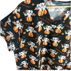 Halloween Pumpkin Themed Women’s Scrub‎ Top